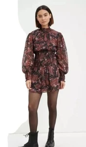 Dorothy Perkins Petite Black Paisley Clipped Shirred Mini Dress 14 - Picture 1 of 9