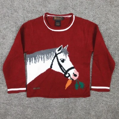 Suéter Vintage Ariat Niñas Pequeño Caballo Ecuestre Granja Occidental Tejido Pullover Foto 1 de 4