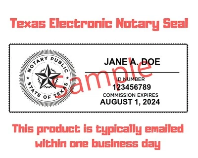 Texas Electronic Notary Seal (Digital Download) - Image 1 of 4