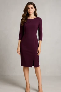 Calvin Klein Dress Womens 4 Purple Sheath Bodycon Asymmetric Neck Capsule Formal - Picture 1 of 18