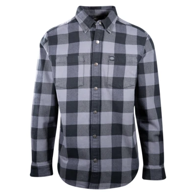 Harley-Davidson Men's Blue Grey Black Plaid Snap On Button L/S Woven Shirt (S16) - Image 1 of 4