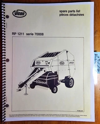 Vicon RP1211 Baler Series 70008 Parts Manual 70.003.529 - Image 1 of 4