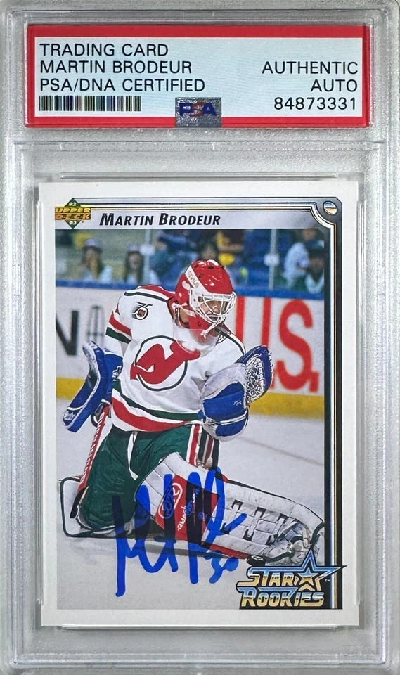 Martin Brodeur auto 1992 Upper Deck RC #408 New Jersey Devils PSA Encapsulated - Image 1 of 3