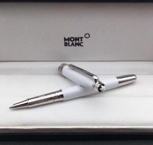 Montblanc Meisterstuck 163 Roller Ball Pen White Platinum Classique Trim