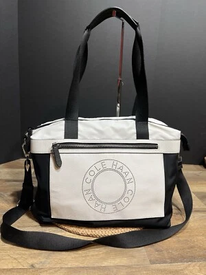 Bolso Mensajero de Hombro Cole Haan Grand Series Negro/Blanco Nylon/Cuero  Foto 1 de 4