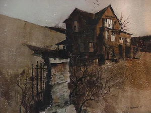 Arne Lindmark untitled, moody masterwork wc; signed - Picture 1 of 2