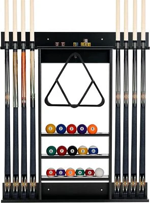 COSTWAY Wandqueuehalter Billard Pool Queue-Wandhalter Rack Wandmontage Kiefernholz