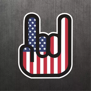 Rocker Metal Horns USA United States Flag Sticker Vinyl Decal Metallica Guitar - Picture 1 of 1