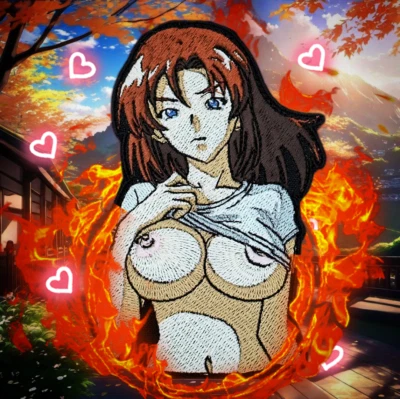 Flashing waifu embroidered patch - Image 1 of 3