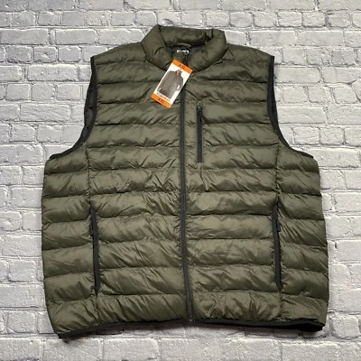 Chaleco acolchado 32 Degrees Heat para hombre bolsillos con cremallera completa aislado XXL verde empaquetable Foto 1 de 4