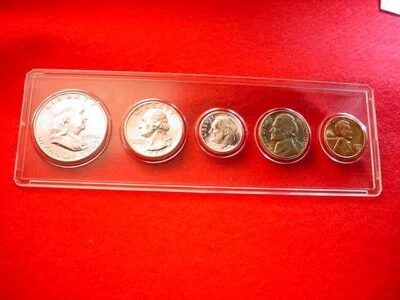 1950-D DENVER 5 COIN MINT SET 90% SILVER KEY DATE COINS-5 BU COINS!!  #62 - Image 1 of 4