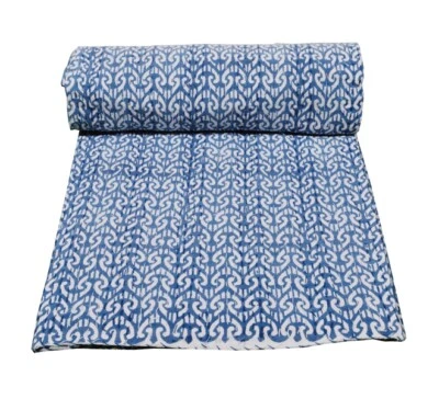 Colcha colcha Kantha geométrica vintage doble colcha cubre cama corredor Foto 1 de 4