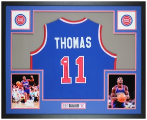 Isiah Thomas Autographed & Framed Blue Pistons Jersey Auto JSA COA - Picture 1 of 5
