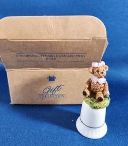 AVON Thimble Bear Porcelain 22k Gold Accent Charming Decorative Collection 1999 - Picture 1 of 5