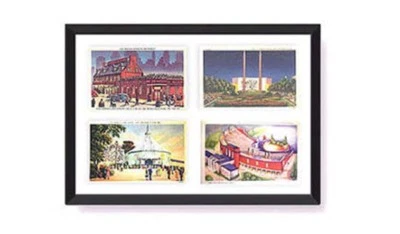 Postcard Display Frame & Mat Fits 4 Vintage / Antique 3-1/2 x 5-1/2 Cards: BLACK - Image 1 of 2