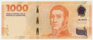 Argentina 1000 Pesos New 2023 P 367 UNC Uncirculated Banknote San Martin Serie A - Picture 1 of 2