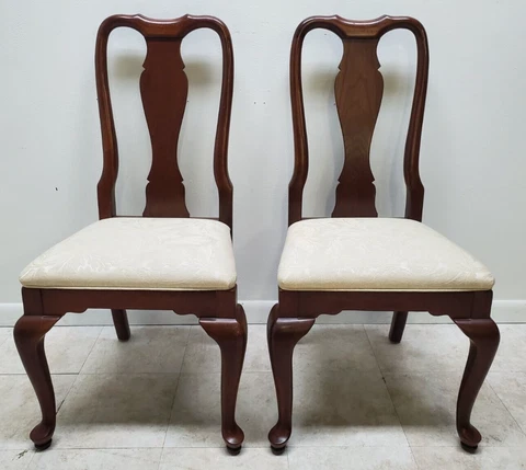 Ethan Allen Dining Room Side Chairs Georgian Court Cherry Chippendale Pair B Cover