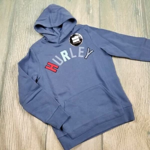 New HURLEY size L big boys blue fleece lined hoodie sweatshirt (62) - Picture 1 of 7