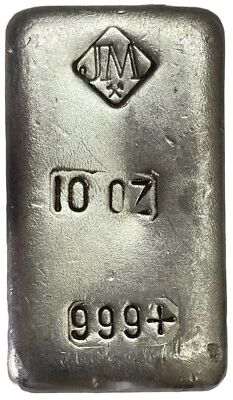 VINTAGE JOHNSON MATTHEY USA 10oz SERIAL # ABSENT 999+ SILVER BAR 250 KNOWN - Image 1 of 3