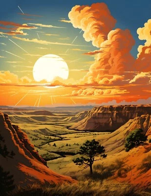 Impresión artística giclée paisaje dramático del Parque Nacional Badlands Dakota del Sur 8,5X11 Foto 1 de 2