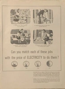 1956 Americas Electric Light & Power Co DRUCKANZEIGE Hausfrau Elektrizität Vintage 1950er - Bild 1 von 5