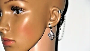 Men's Dragon Stainless Steel Earrings Cuff Jewelry Guy Hoops Pierced / Clip On - Picture 1 of 3