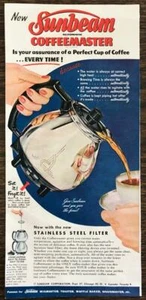 1953 Sunbeam Coffeemaster Stampa Pubblicità La Tua Garanzia di Una Tazza Perfetta Ogni Volta - Foto 1 di 1