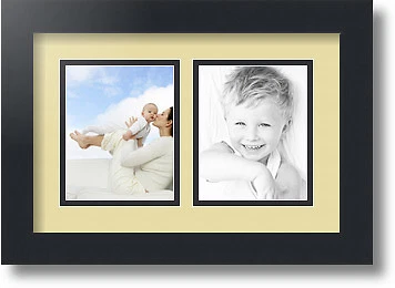 ArtToFrames Collage Mat Picture Photo Frame 2 4x5" Openings in Satin Black 43 - Image 1 of 1