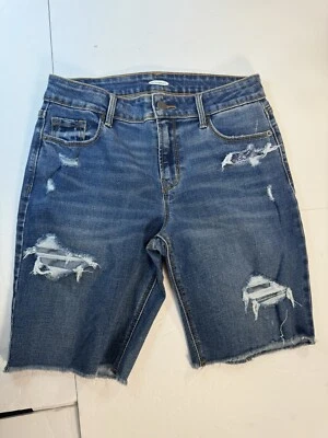 Old Navy Women's Size 4 Dark Wash Distressed Jean Shorts - Image 1 of 4