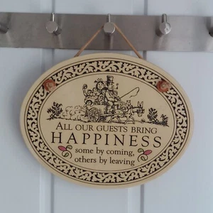Spooner Creek Design Wall Plaque Hanging Ceramic All Our Guests Bring Happiness - Picture 1 of 16