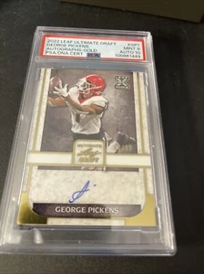 2022 Leaf Ultimate Draft Gold Auto George Pickens RC /99 PSA 9/10 - Picture 1 of 5