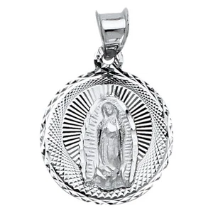 Small Tiny White Gold Religious Virgin Mary Guadalupe Pendant For Necklace Chain - Picture 1 of 1
