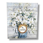 Floral Wall Art Pallet Background Sign Blue Gray Tones Be Humble Together 12X10