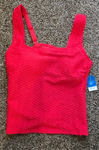 Lands' End Red Textured Tank Swim Top Women's Size L 12-14 NEW - Picture 1 of 7