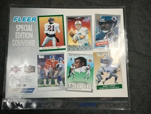1991 Fleer Super Bowl XXVI Souvenir Sheet - John Elway / Barry Sanders 5 HOFers - Picture 1 of 5