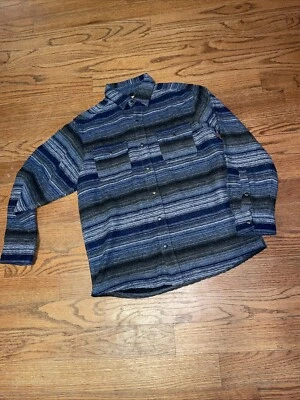 Red Head Ranch Flannel Shirt Mens Medium Western Snap Blue Striped Long Sleeve - Image 1 of 4