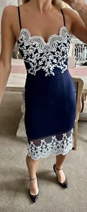 Lipsy by Michelle Keegan blue and white lace Midi dress size Uk 10 new with tags