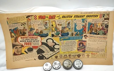 Latas de maquillaje Tom Mix 1940 con cupón de tira cómica Sunday Ralston Premium Foto 1 de 4