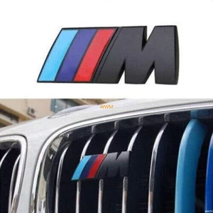  Emblem Kühlergrill-Abzeichen Für BMW Vorne Chrom Schwarz DE  M Logo Metall - Picture 1 of 3