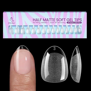 Btartbox Extra Short Almond Nail Tips - 320Pcs Half Matte Soft Gel Tips, Acrylic - Picture 1 of 12