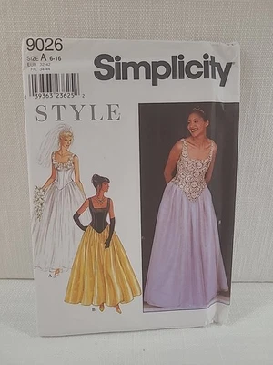 9026 Simplicity Sewing Pattern UNCUT misses 6-16 formal Corset wedding dress  - Image 1 of 4