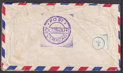 Curazao Segunda Guerra Mundial 1936 cubierta censurada a Sudáfrica Foto 1 de 2