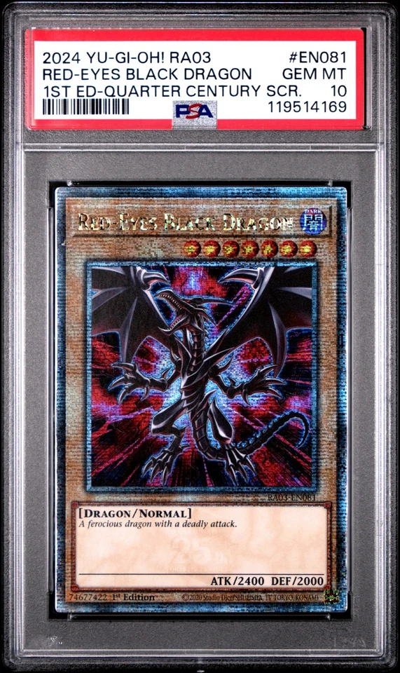 🔥PSA 10🔥 YU-GI-OH! RA03-EN QUARTER CENTURY RED-EYES BLACK - Image 1 of 1