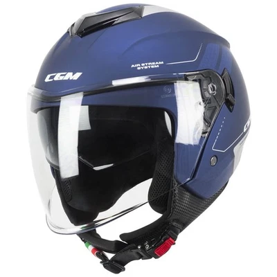 CASCO JET CGM 126G IPER CITY BLU ARGENTO SATINATO SCOOTER ECE 22.06 MOTO URBAN - Immagine 1 di 4