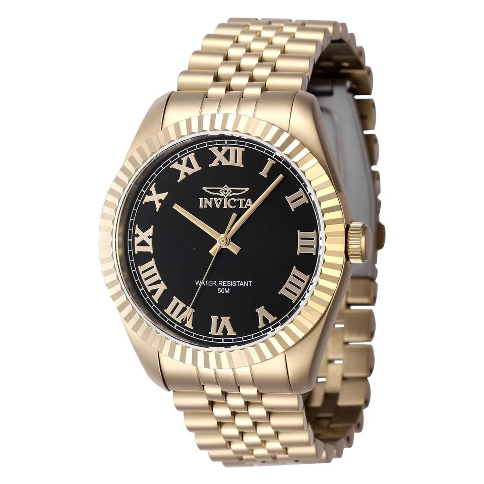 Invicta Men's Watch Specialty Black Dial Yellow Gold Steel Bracelet Quartz 47405