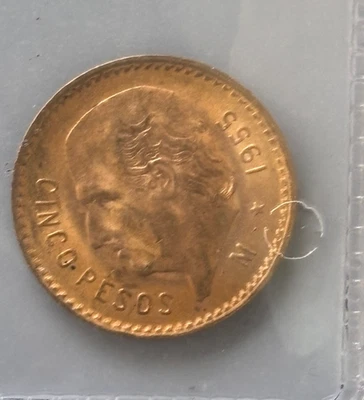 México Oro 5 Pesos 1955 -AGW .1205 0z Foto 1 de 4