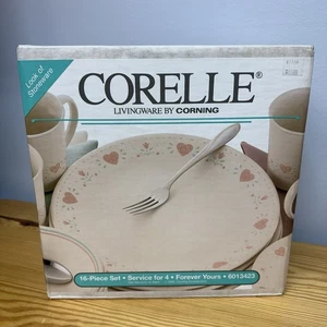 Vtg 1990 Corelle FOREVER YOURS 16 Pc Service for 4 Set Sealed Box NEW OLD STOCK - Picture 1 of 10