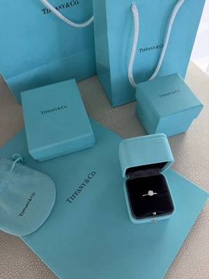 Tiffany & Co. Anillo de compromiso de platino con diamantes brillantes redondos .49ct VVS1 Foto 1 de 4