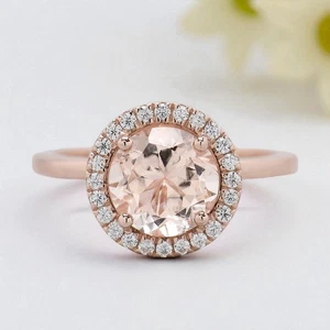 1.88 CT Round Cut Natural Morganite Engagement Ring Rose Gold Ring FD426 - Picture 1 of 9