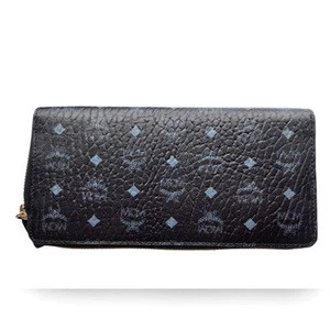 MCM Monogram Black Leather Zip-Around Continental Wallet - Picture 1 of 3